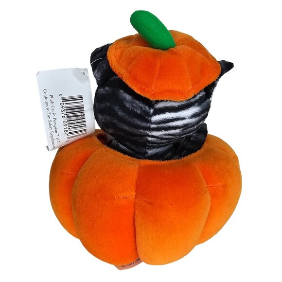 Pumpkin Patch Publishing Plush Cat In Pumpkin - Halloween Decor - Soft & Cuddly - Picture 3 of 5